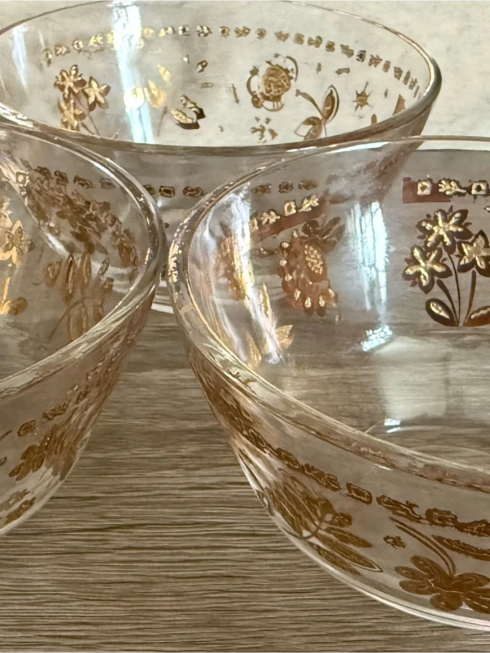 Vintage 22k gold Chantilly Clear Glass- set of 3